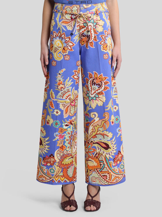 Etro Printed Belted Trousers