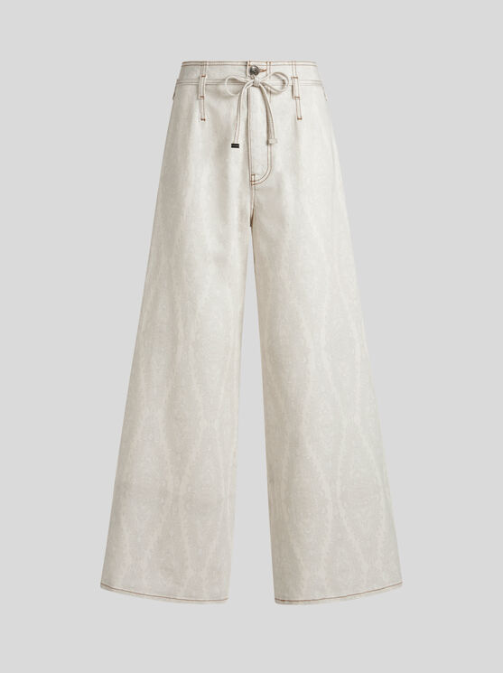 Etro High-waisted Wide-leg Denim Jeans With Drawstring Closure In Neutral