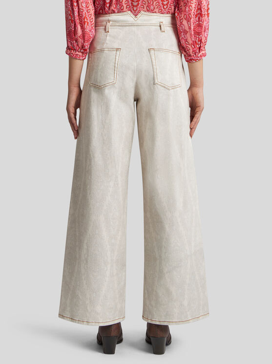 Etro High-waisted Wide-leg Denim Jeans With Drawstring Closure In Neutral