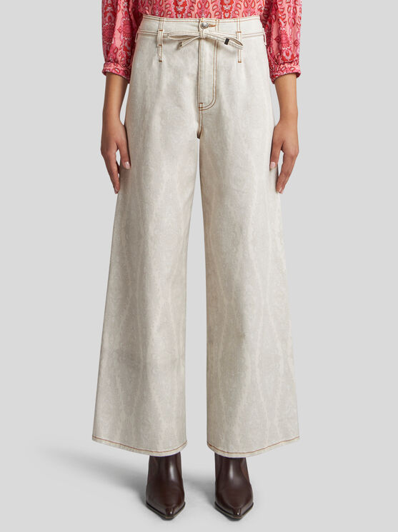 Etro High-waisted Wide-leg Denim Jeans With Drawstring Closure In Neutral