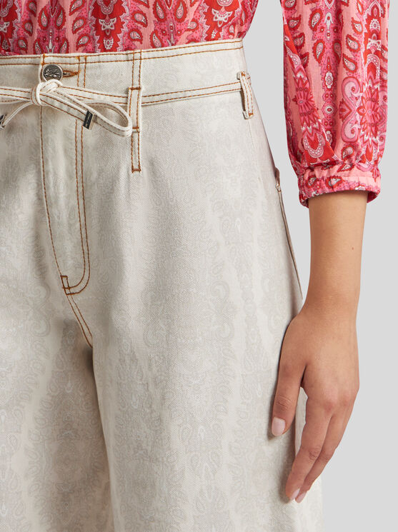 Etro High-waisted Wide-leg Denim Jeans With Drawstring Closure In Neutral