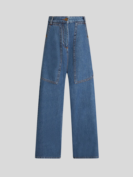 Shop Etro Wide-leg Denim Jeans In Light Blue