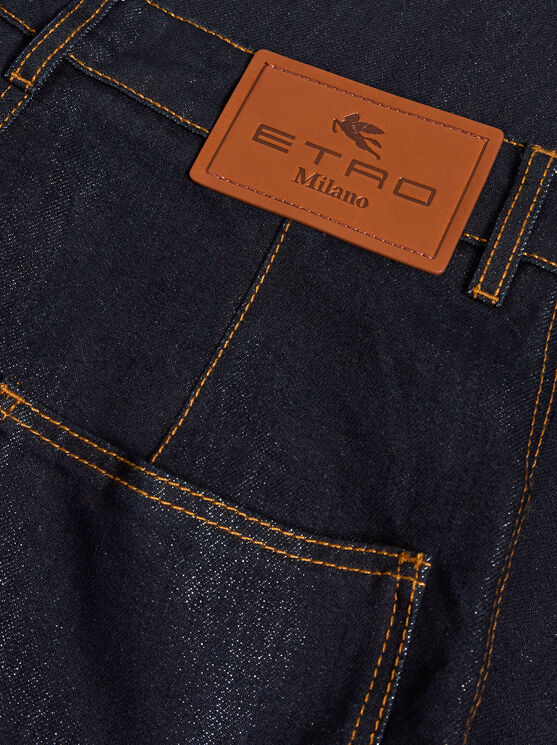 Shop Etro Lurex Denim Jeans In Navy Blue