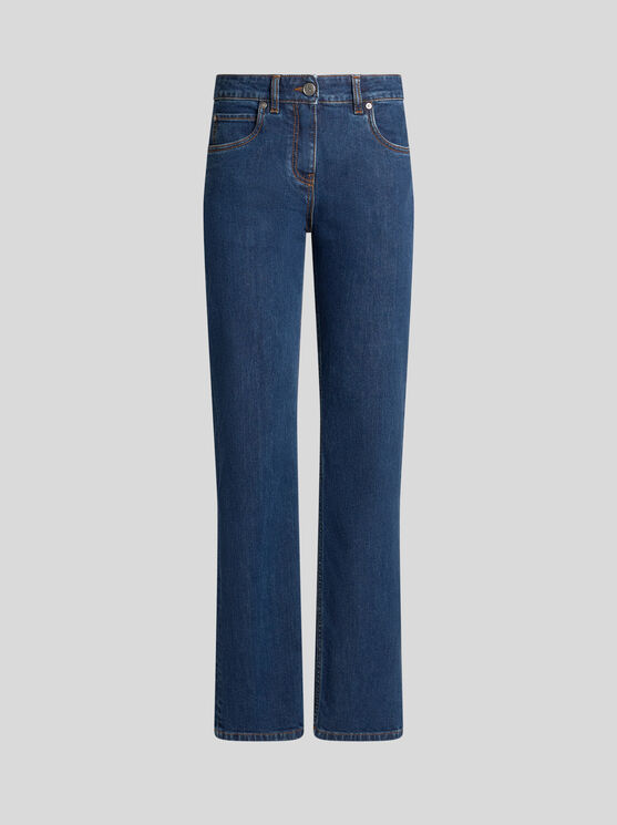 Etro Jeans With Embroidered Rear In Blue
