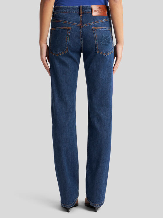 Etro Jeans With Embroidered Rear In Blue