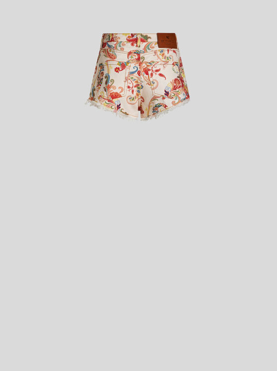 Shop Etro Shorts With Paisley Print In White