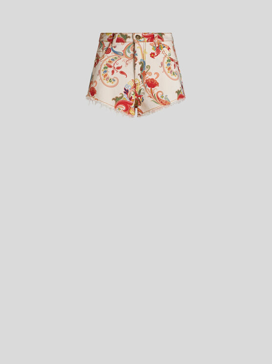 Shop Etro Shorts With Paisley Print In White