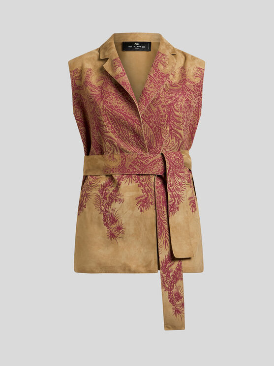Etro Paisley-print Suede Waistcoat In Multi