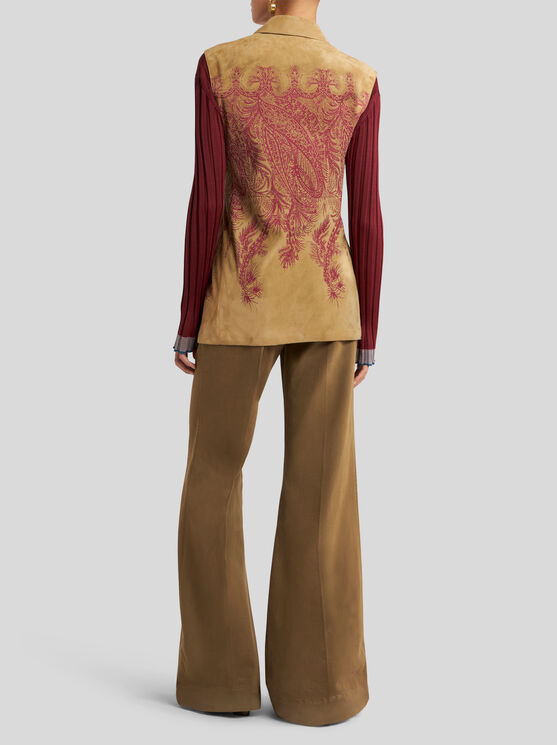 Etro Paisley-print Suede Waistcoat In Multi