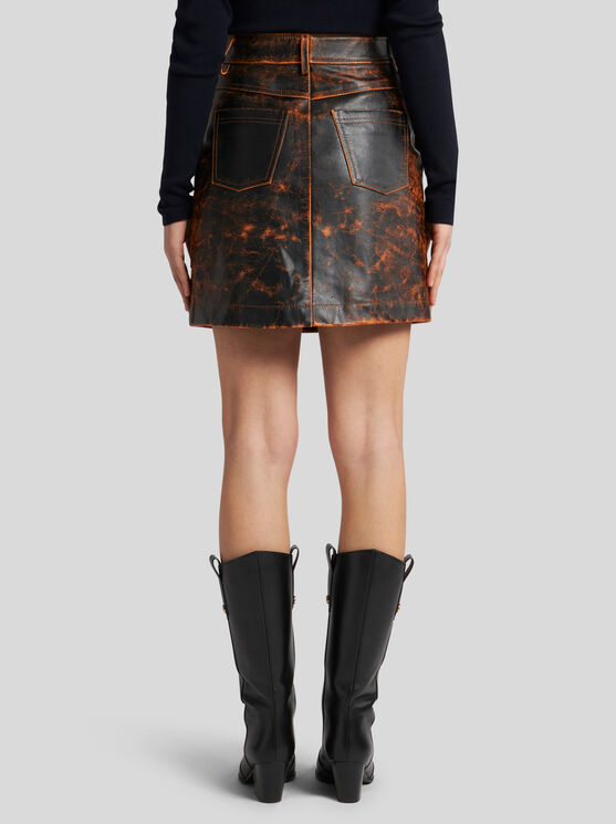 Shop Etro Leather Mini Skirt In Black