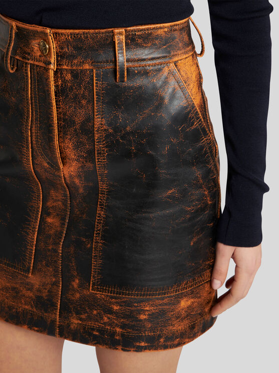 Shop Etro Leather Mini Skirt In Black