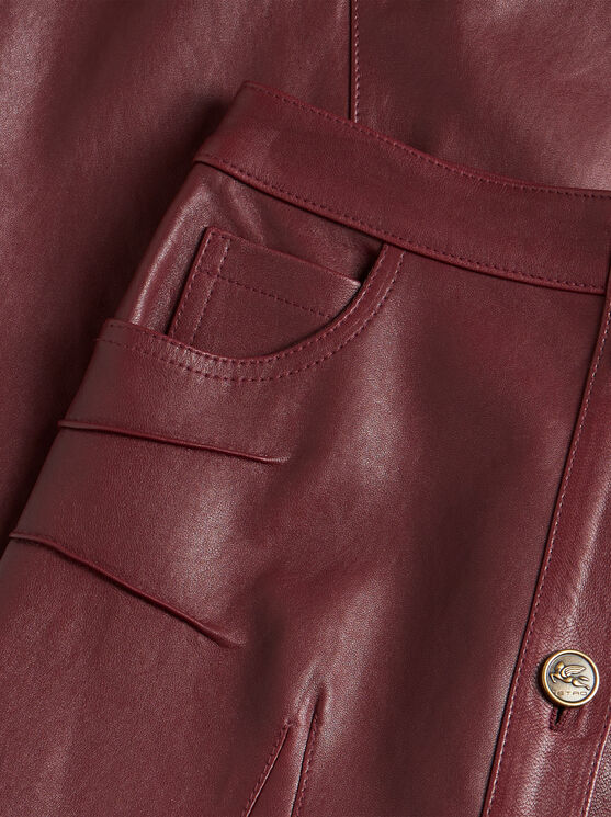 Shop Etro Nappa Leather Mermaid Skirt In Burgundy