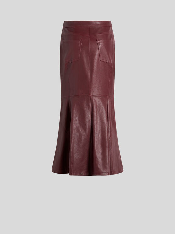 Shop Etro Nappa Leather Mermaid Skirt In Burgundy