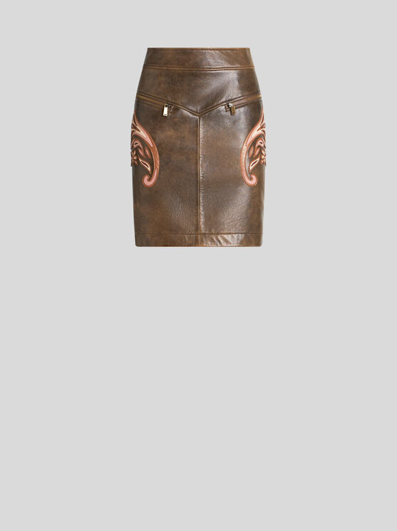 Etro Leather Skirt In Braun