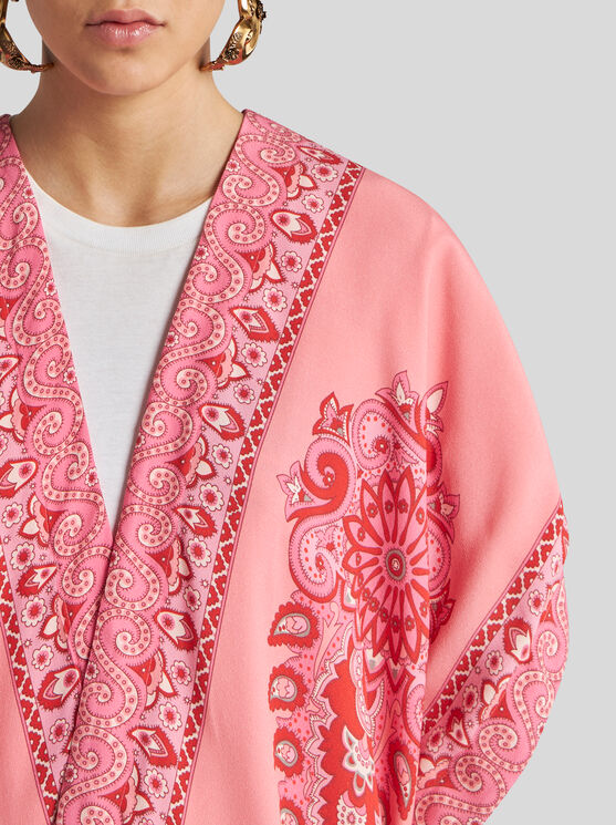 Shop Etro Kesa Robe With Tonal Placed Prints In Rosa