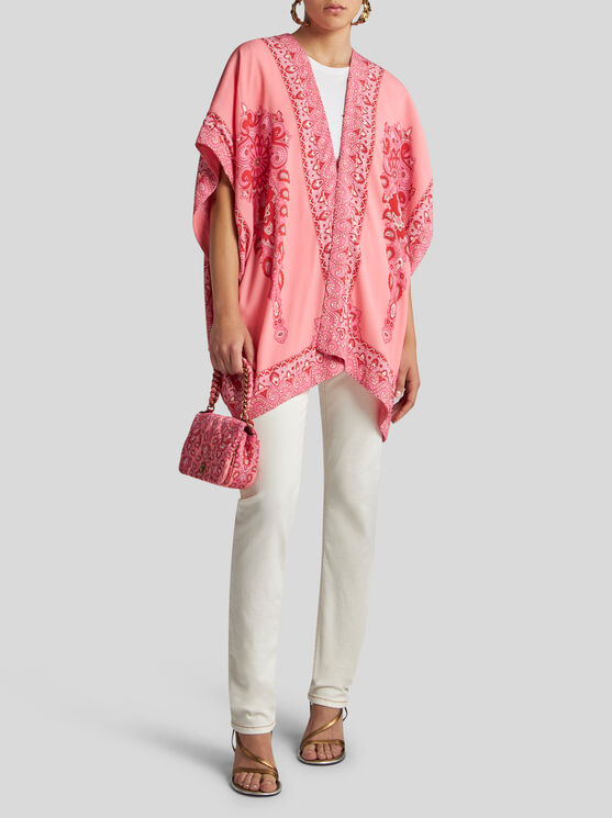 Shop Etro Kesa Robe With Tonal Placed Prints In Rosa