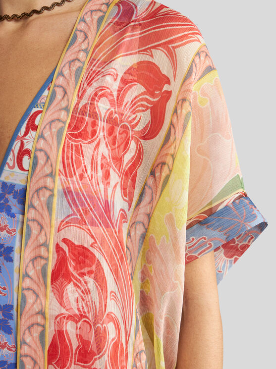 Shop Etro Kaftan With  Summer Print In White