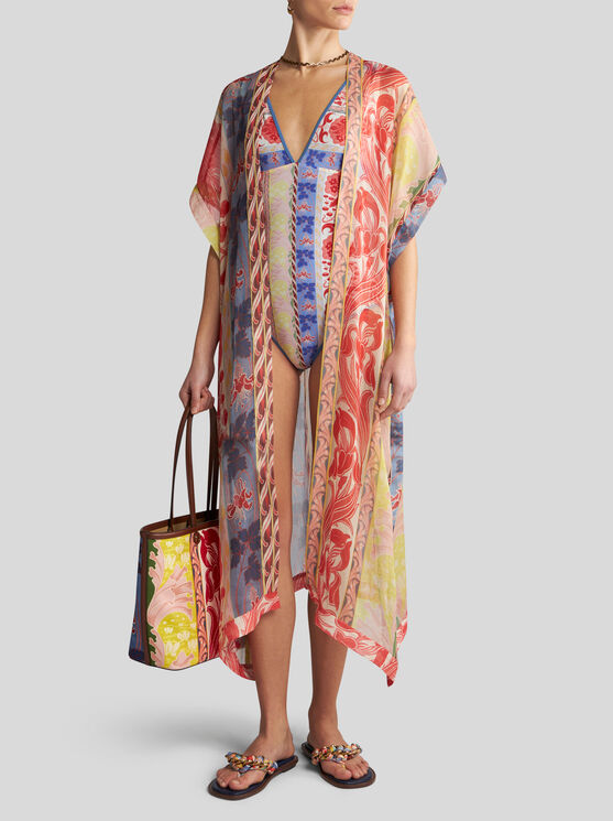 Shop Etro Kaftan With  Summer Print In White