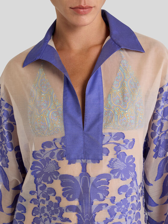 Etro , Fil Coupé Jacquard Wrap, Woman, Blue, Size S In Blue