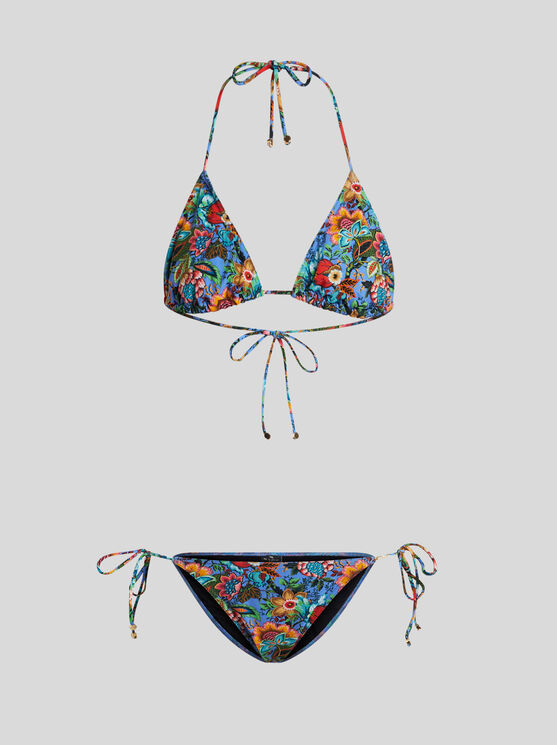 Etro Bouquet-print Bikini Set In Blue