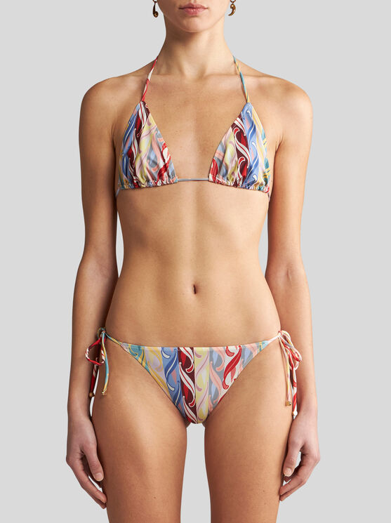 Shop Etro Bikini With Striped Print In White