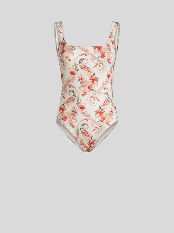 Shop Etro Paisley One-piece Swimsuit In White