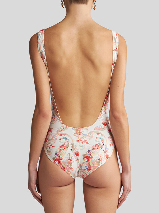 Shop Etro Paisley One-piece Swimsuit In White