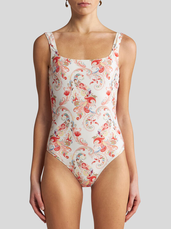 Shop Etro Paisley One-piece Swimsuit In White