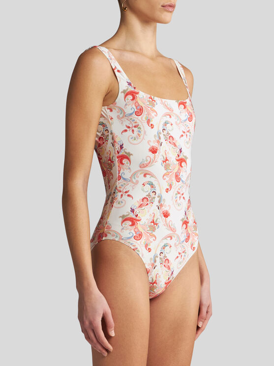 Shop Etro Paisley One-piece Swimsuit In White