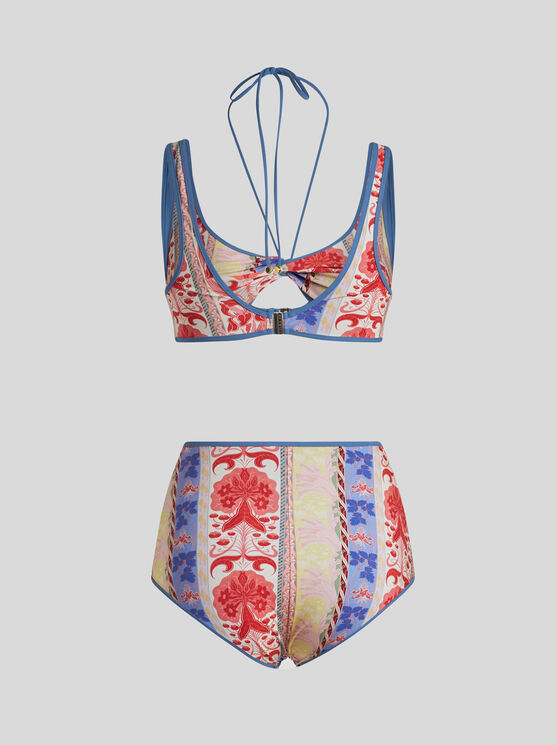 Shop Etro Bikini With  Summer Print In White