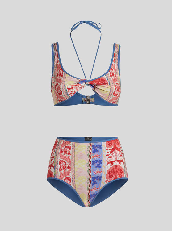 Shop Etro Bikini With  Summer Print In White