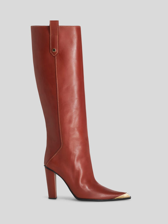 Shop Etro Leather Boots In Brown