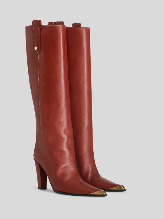 Shop Etro Leather Boots In Brown