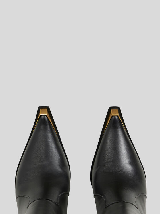 Etro Pointed Toe Mid Block Heel Boots In Black
