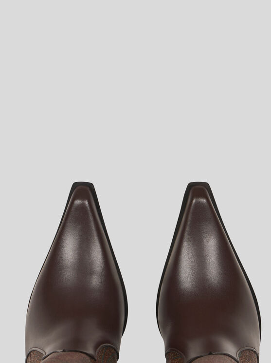 ETRO , PAISLEY JACQUARD AND LEATHER BOOTS, WOMAN, RED, SIZE 40