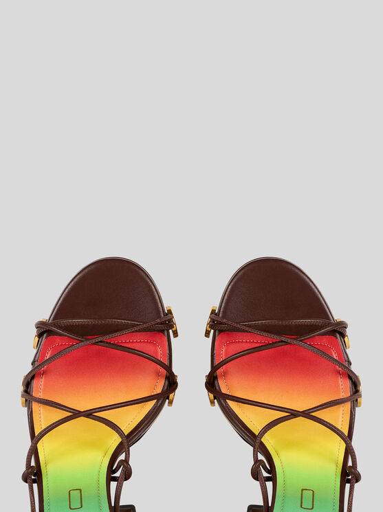 Shop Etro Platform Sandals With Straps And Studs In Dark Brown