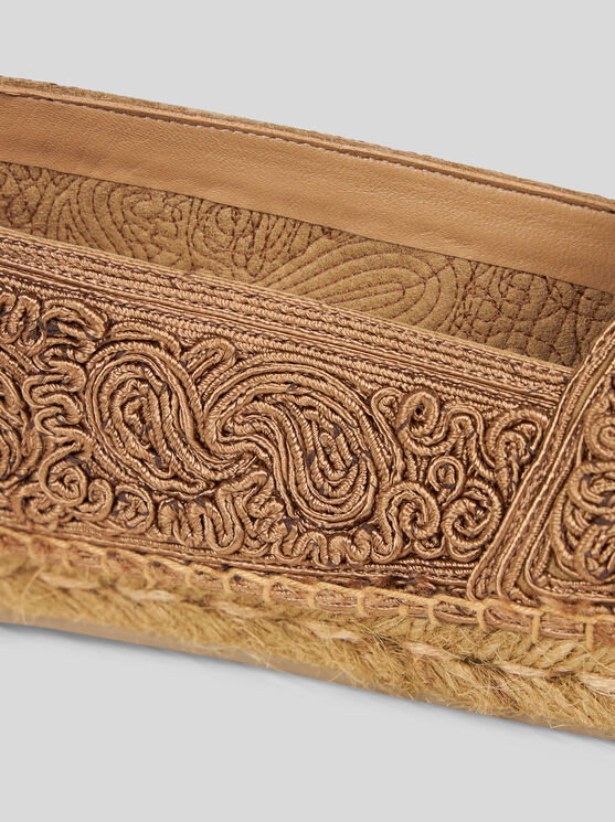 Etro Beige Espadrilles With Cornely Embroidery And Jute Sole In Grey
