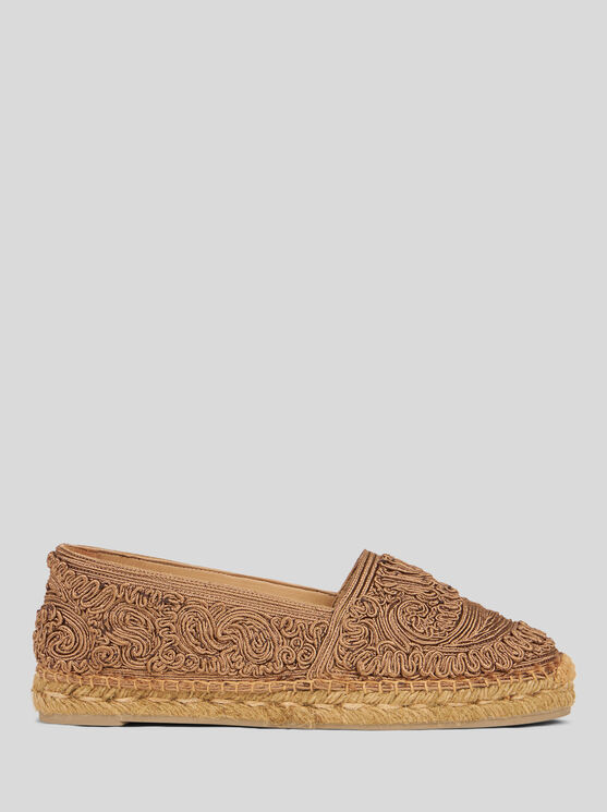 Etro Beige Espadrilles With Cornely Embroidery And Jute Sole In Grey