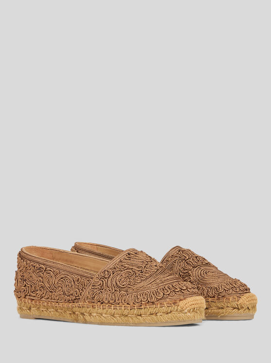 Etro Beige Espadrilles With Cornely Embroidery And Jute Sole In Grey