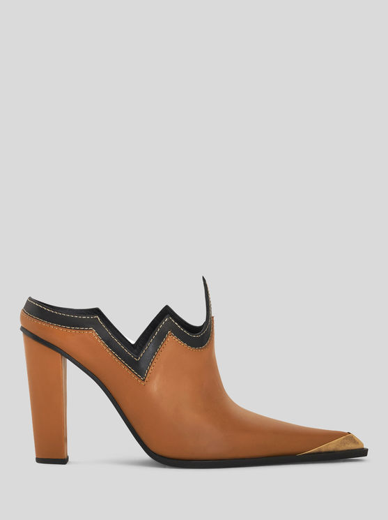 Shop Etro Cowboy-style Leather Mules In Brown