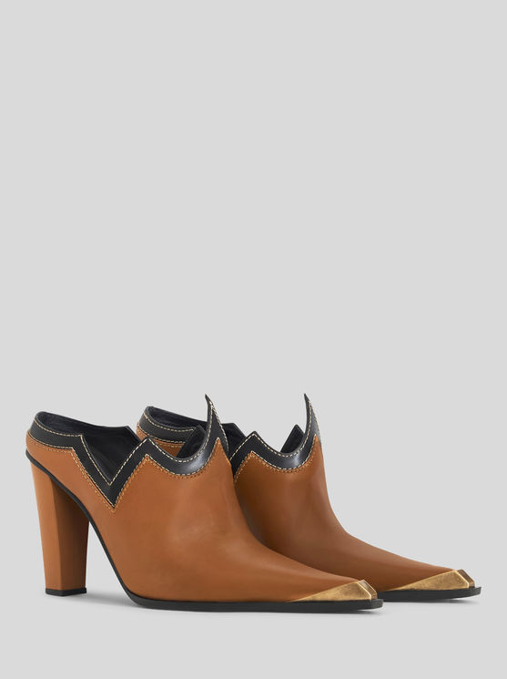 Shop Etro Cowboy-style Leather Mules In Brown