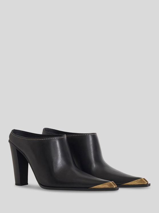 Shop Etro Leather Mules In Black