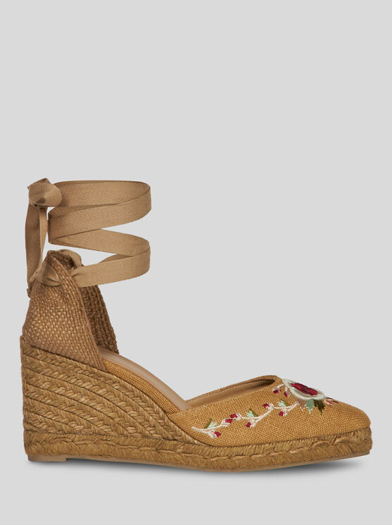 Etro , Wedge Espadrilles With Embroidery, Woman, Size 40 In Brown
