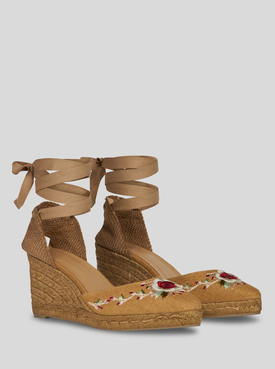 Etro , Wedge Espadrilles With Embroidery, Woman, Size 40 In Brown